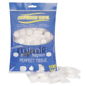 Compressed Towel 100 PCS Mini Tablets Disposable Portable Face Towel Cotton Coin Tissue for Travel, Camping, Hiking, Sport