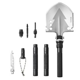 VEVOR Survival Shovel, 11 in 1 Camping Shovel Folding Multitool, Military Grade Portable Compact Tactical Shovel, Multifunction for Off-Roading
