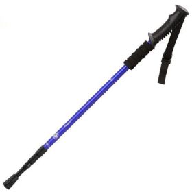 Three-section Straight Handle Retractable Trekking Poles (Color: Blue, Type: Walking Sticks)
