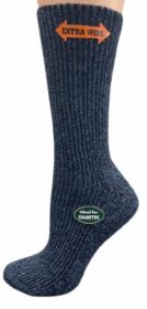 Regenerated Wool Diabetic Outdoor Hiking Extra Wide Calf Women Socks (Color: Navy)