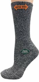 Regenerated Wool Diabetic Outdoor Hiking Extra Wide Calf Women Socks (Color: Charcoal)